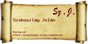 Szoboszlay Jolán névjegykártya