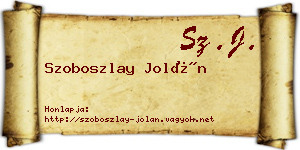 Szoboszlay Jolán névjegykártya