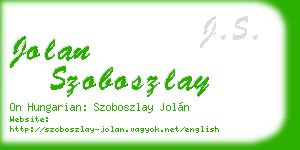 jolan szoboszlay business card